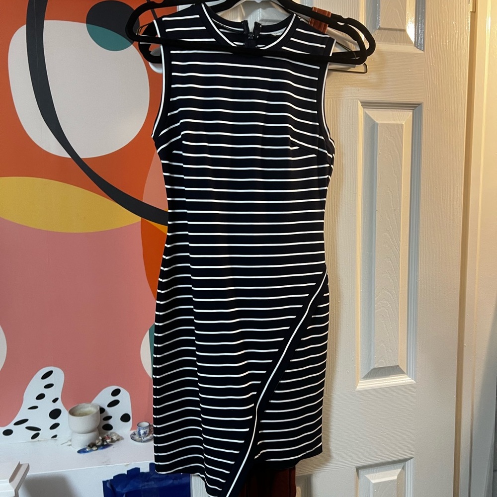 Black and White Striped Sleeveless Dress